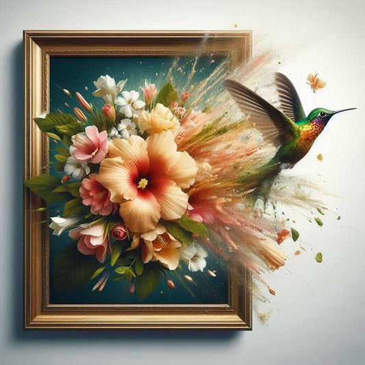 Little Hummingbird Running Out Of The Frame - Full Round Drill Diamond Painting 40*40CM