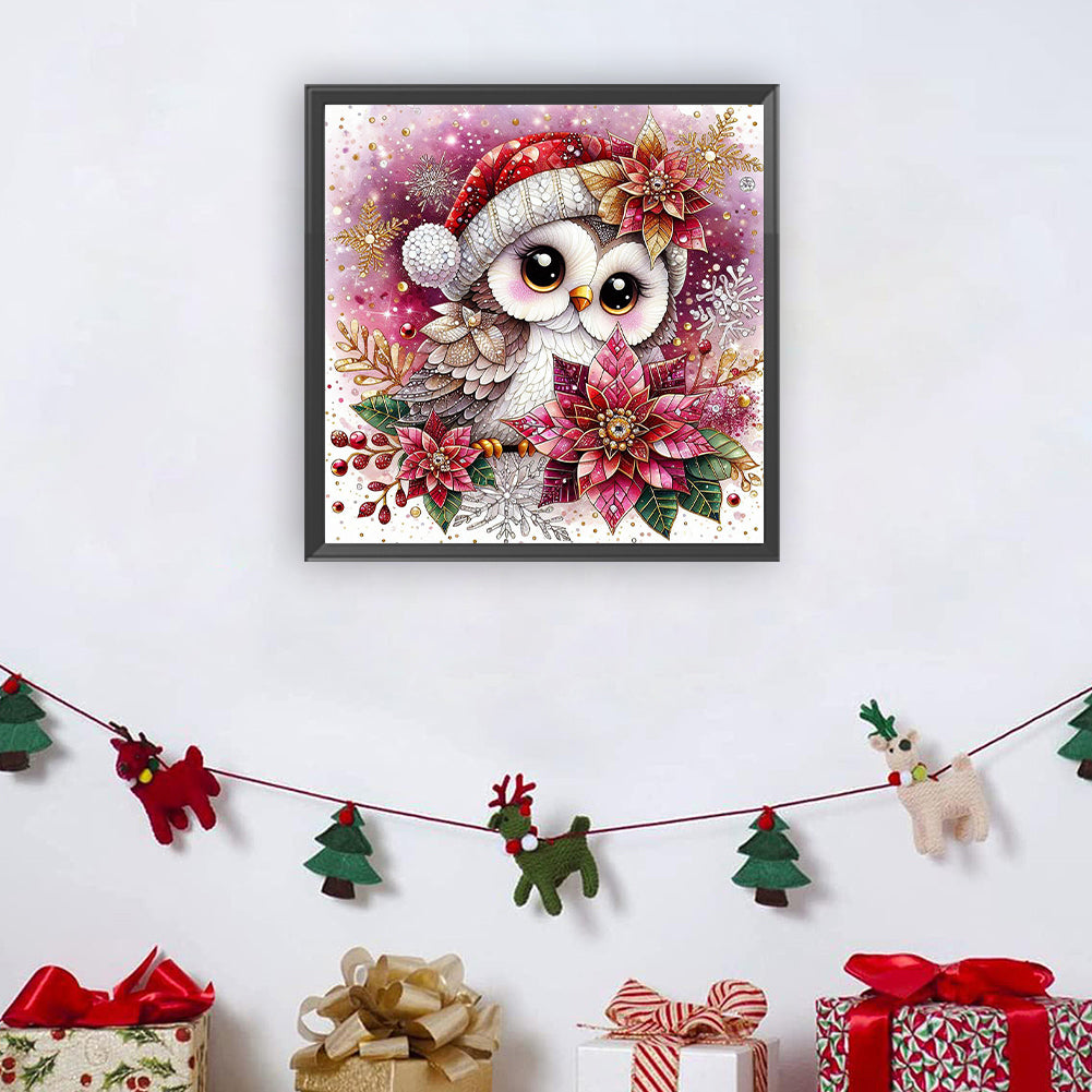 Christmas Owl - Full Round Drill Diamond Painting 30*30CM