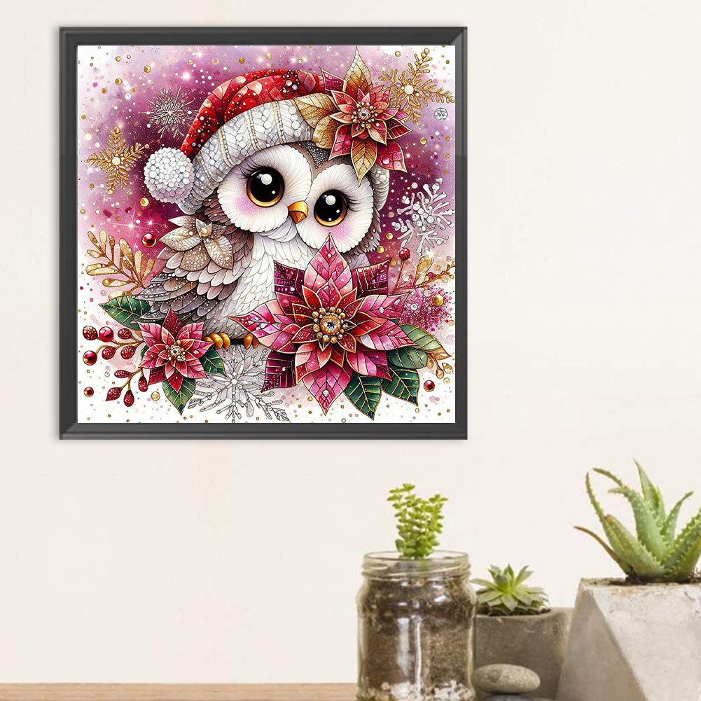 Christmas Owl - Full Round Drill Diamond Painting 30*30CM