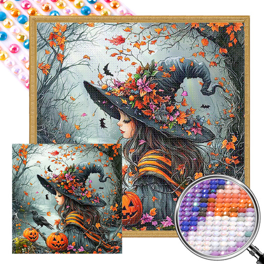 Autumn Witch - Full AB Round Drill Diamond Painting 40*40CM