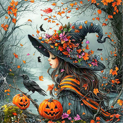 Autumn Witch - Full AB Round Drill Diamond Painting 40*40CM