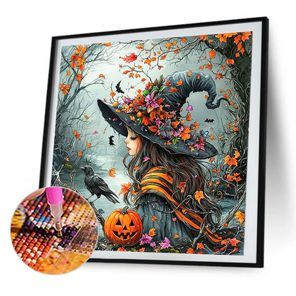 Autumn Witch - Full AB Round Drill Diamond Painting 40*40CM