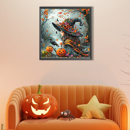 Autumn Witch - Full AB Round Drill Diamond Painting 40*40CM