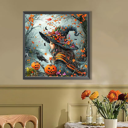 Autumn Witch - Full AB Round Drill Diamond Painting 40*40CM