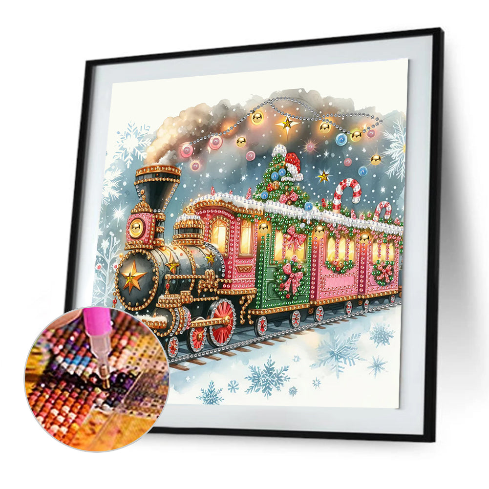 Christmas Train - Partial Special-Shaped Drill Diamond Painting 30*30CM