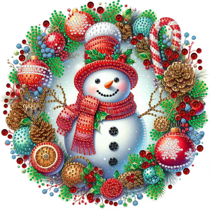 Christmas Snowman Wreath - Partial Special-Shaped Drill Diamond Painting 30*30CM