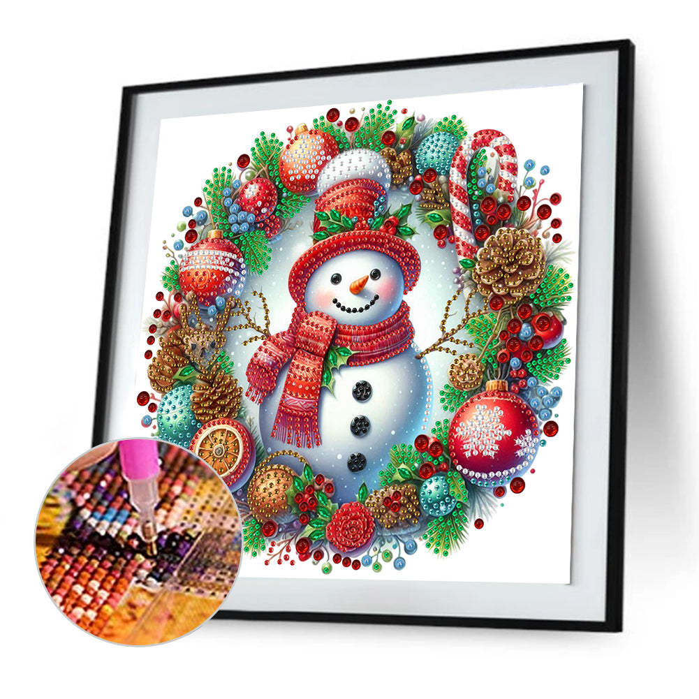 Christmas Snowman Wreath - Partial Special-Shaped Drill Diamond Painting 30*30CM