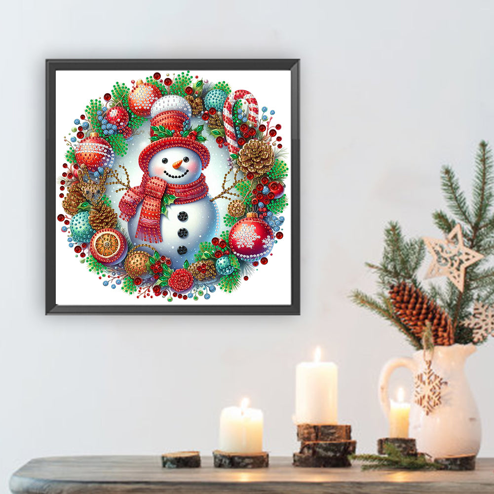 Christmas Snowman Wreath - Partial Special-Shaped Drill Diamond Painting 30*30CM