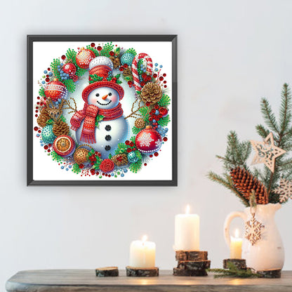 Christmas Snowman Wreath - Partial Special-Shaped Drill Diamond Painting 30*30CM