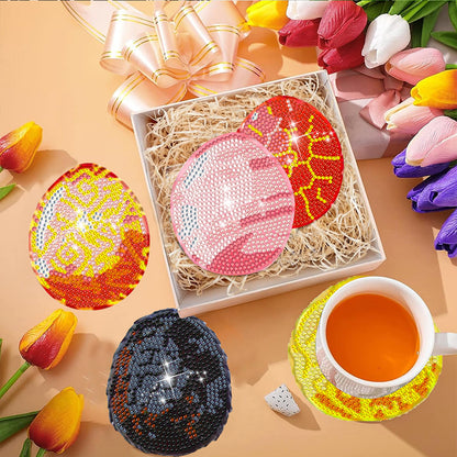 8Pcs Wooden Easter Eggs Diamond Art Coasters DIY Coaster Diamond Dot Kits