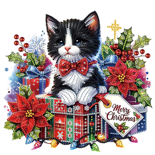 Christmas Cat - Partial Special-Shaped Drill Diamond Painting 30*30CM