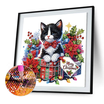 Christmas Cat - Partial Special-Shaped Drill Diamond Painting 30*30CM