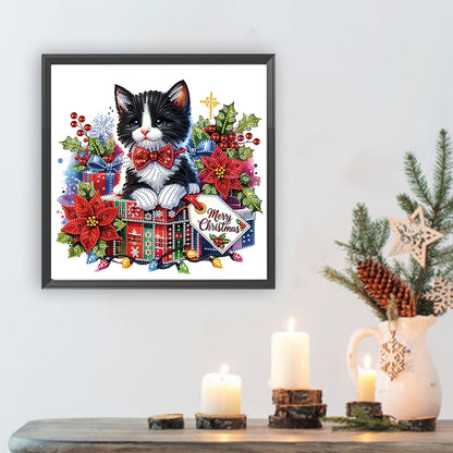 Christmas Cat - Partial Special-Shaped Drill Diamond Painting 30*30CM