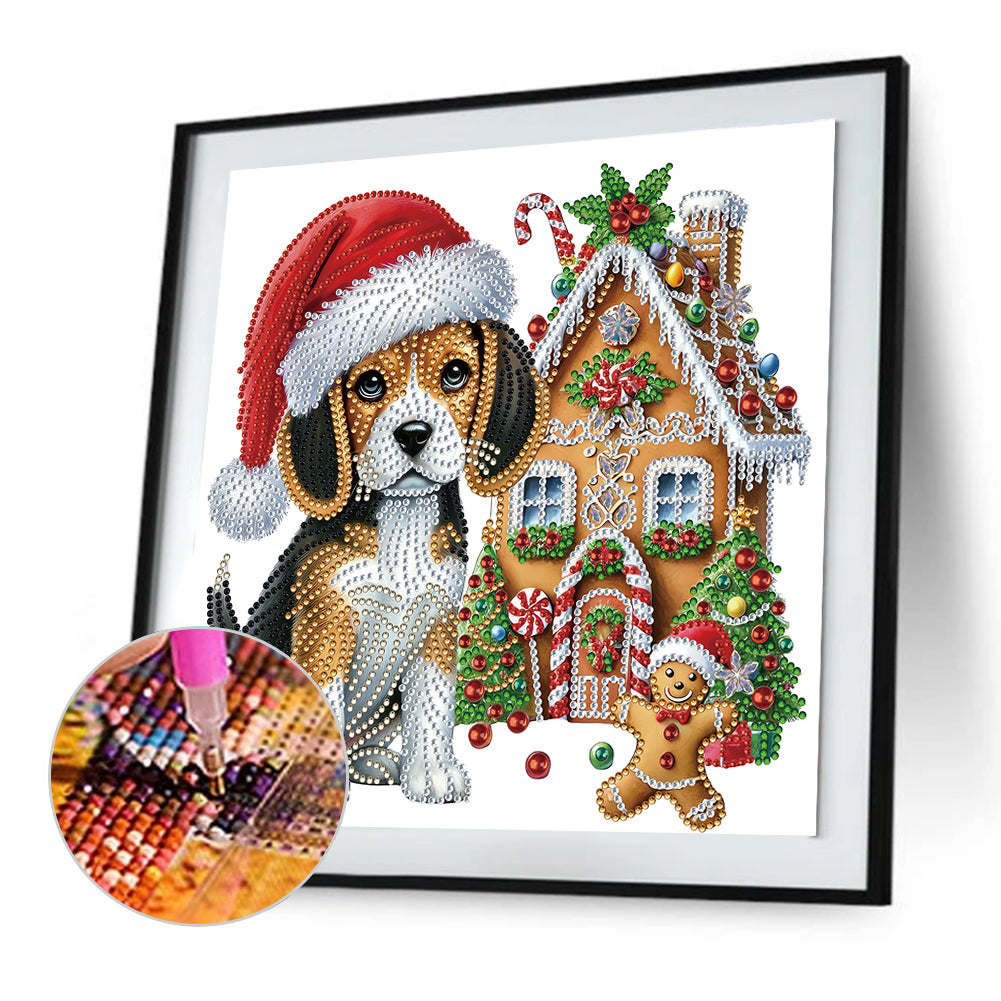 Christmas Dog - Partial Special-Shaped Drill Diamond Painting 30*30CM