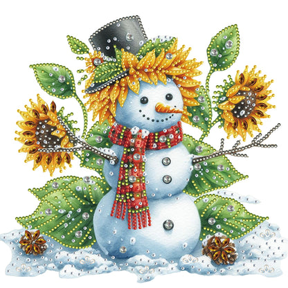 Christmas Sunflower Snowman - Partial Special-Shaped Drill Diamond Painting 30*30CM