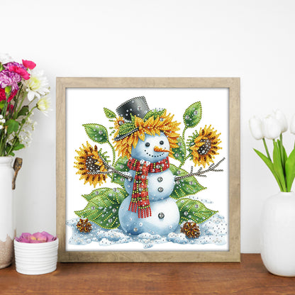 Christmas Sunflower Snowman - Partial Special-Shaped Drill Diamond Painting 30*30CM