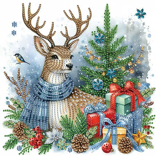 Christmas Elk - Partial Special-Shaped Drill Diamond Painting 30*30CM