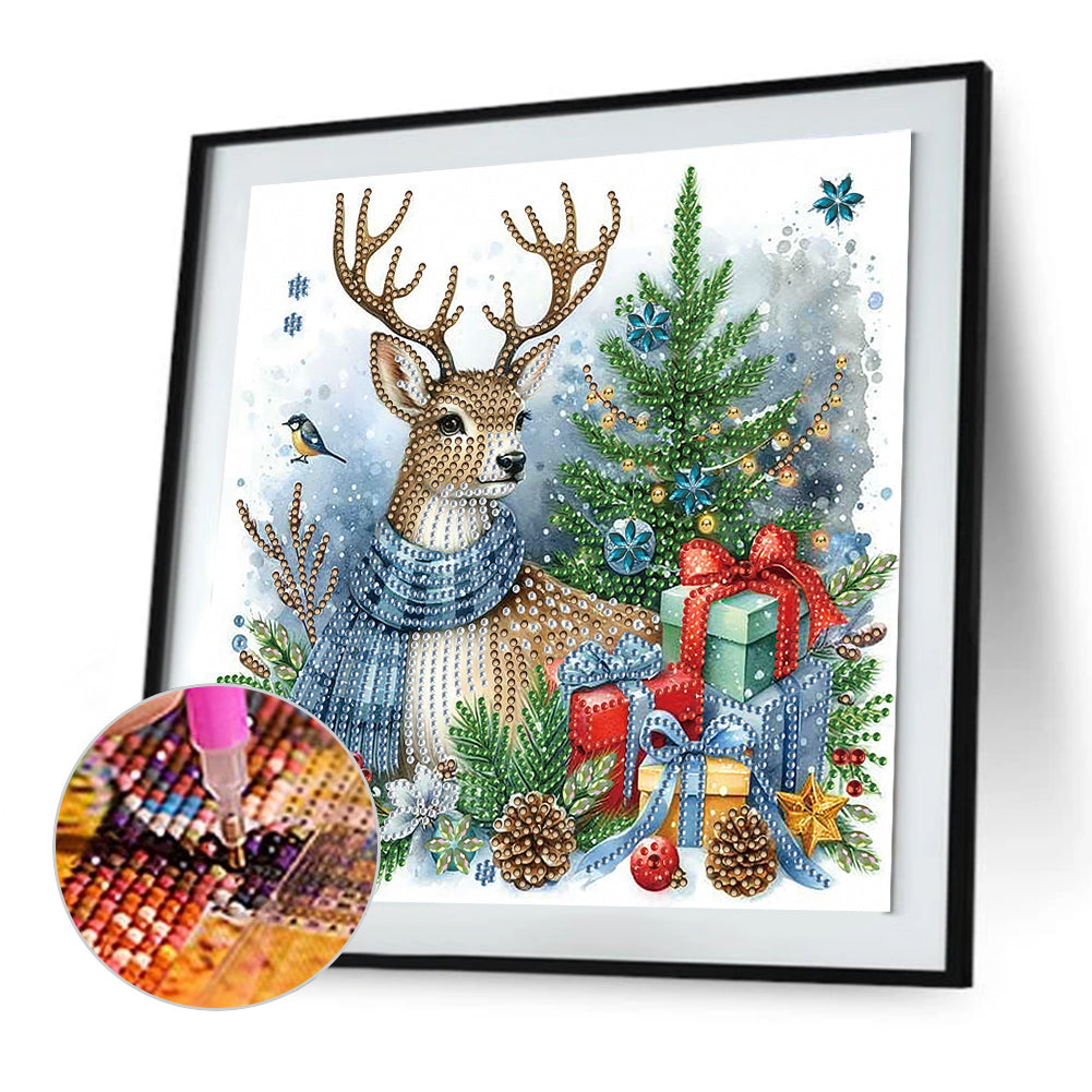 Christmas Elk - Partial Special-Shaped Drill Diamond Painting 30*30CM