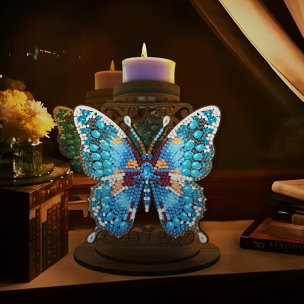 Animal Desktop 5D DIY Diamond Painting Art Candle Holder Home Decor (Butterfly)