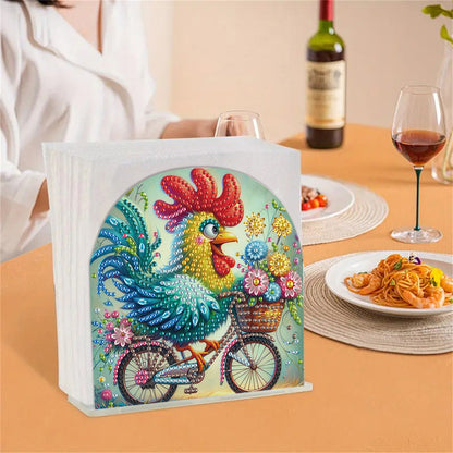 Acrylic Rooster Diamond Painting Napkin Rack Diamond Painting Paper Towel Holder