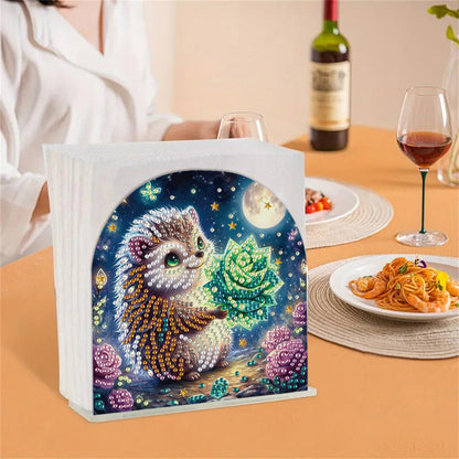 Acrylic Hedgehog Diamond Painting Napkin Rack Diamond Art Paper Towel Holder