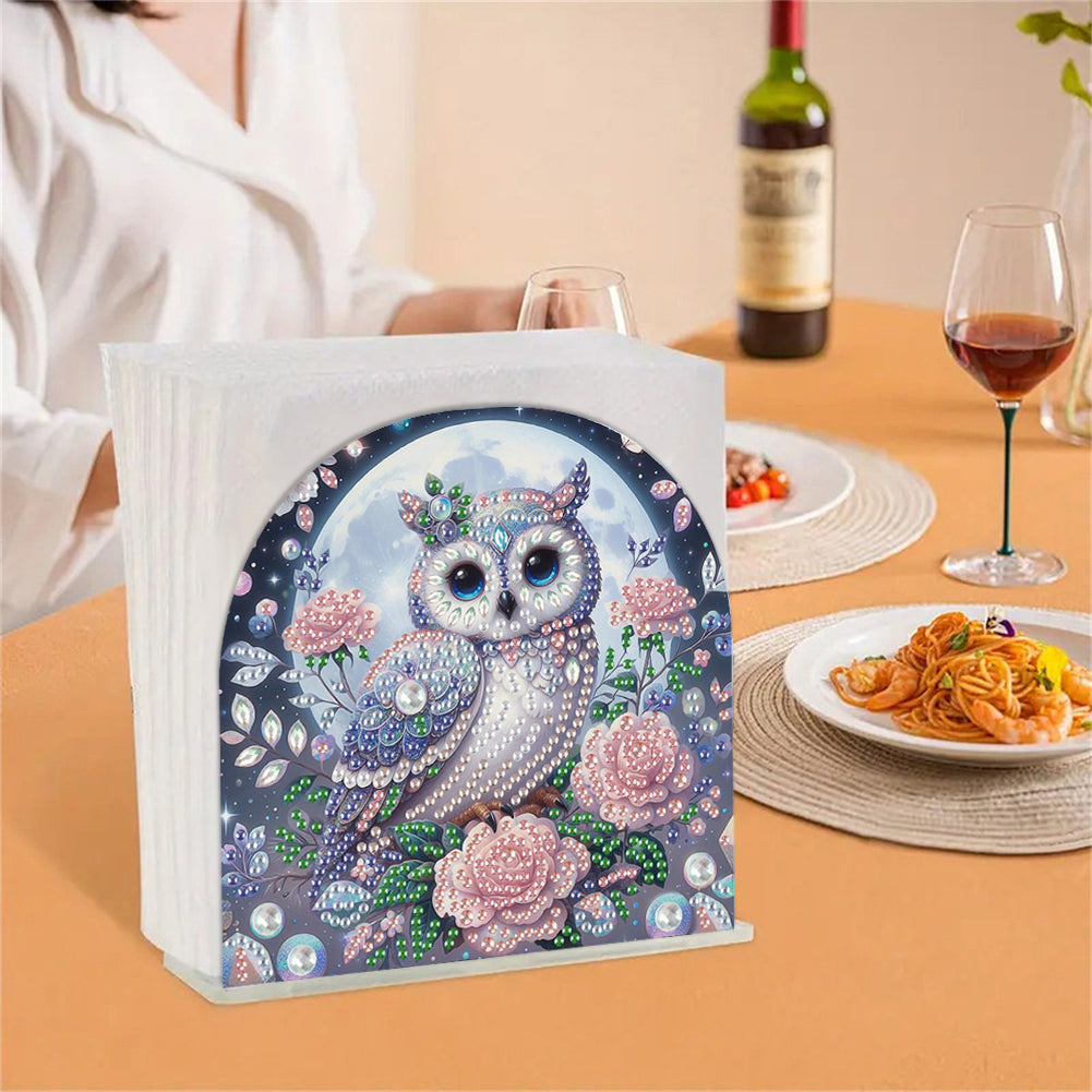 Acrylic Owl Diamond Painting Napkin Rack Diamond Painting Paper Towel Holder