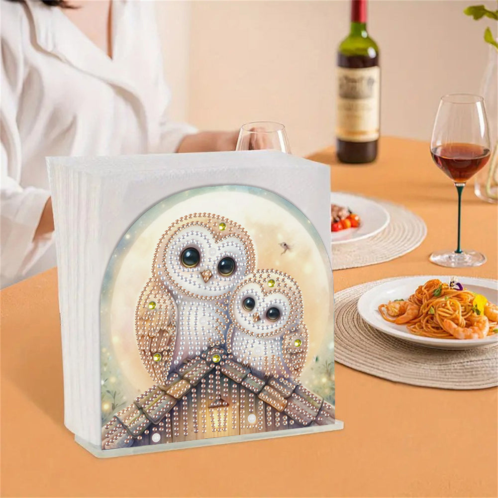 Acrylic Owl Diamond Painting Napkin Rack Diamond Art Paper Towel Holder