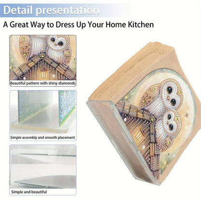 Acrylic Owl Diamond Painting Napkin Rack Diamond Art Paper Towel Holder