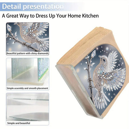 Acrylic Bird Diamond Painting Napkin Rack Diamond Art Paper Towel Holder