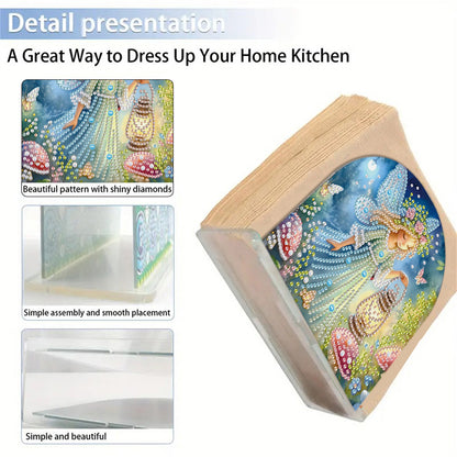 Acrylic Fairy Diamond Painting Napkin Rack Diamond Art Paper Towel Holder