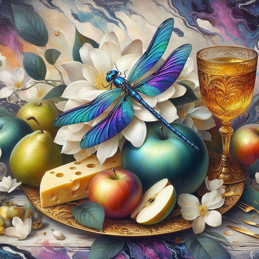 Fruit Plate Dragonfly - Full Round Drill Diamond Painting 40*40CM