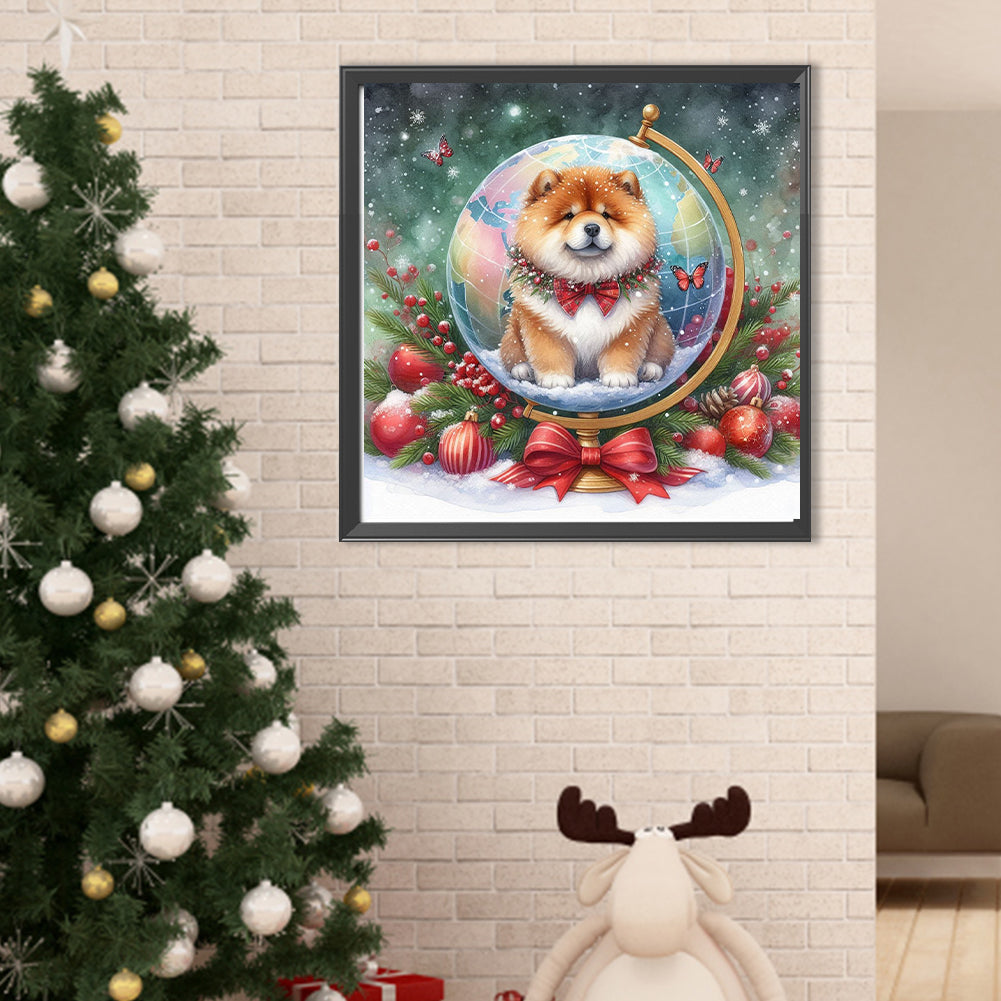 Christmas Globe Chow Chow - Full Round Drill Diamond Painting 40*40CM