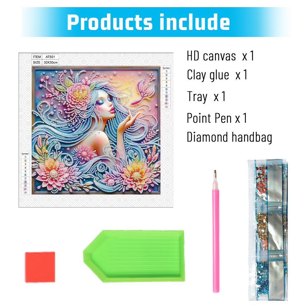 Beauty - Partial Special-Shaped Drill Diamond Painting 30*30CM