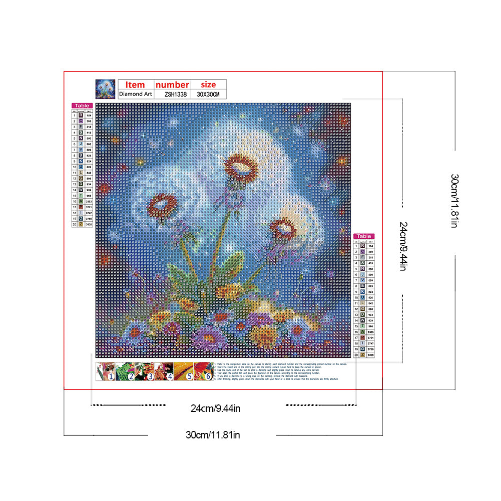 Dandelion - Full Round Drill Diamond Painting 30*30CM