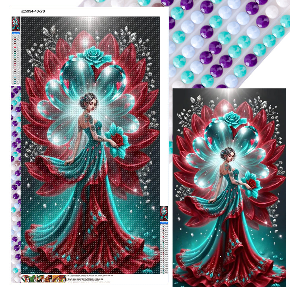 Flower Woman - Full Round Drill Diamond Painting 40*70CM