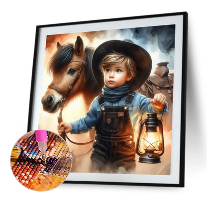 Cowboy Kid - Full AB Square Drill Diamond Painting 40*40CM