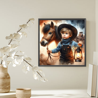 Cowboy Kid - Full AB Square Drill Diamond Painting 40*40CM