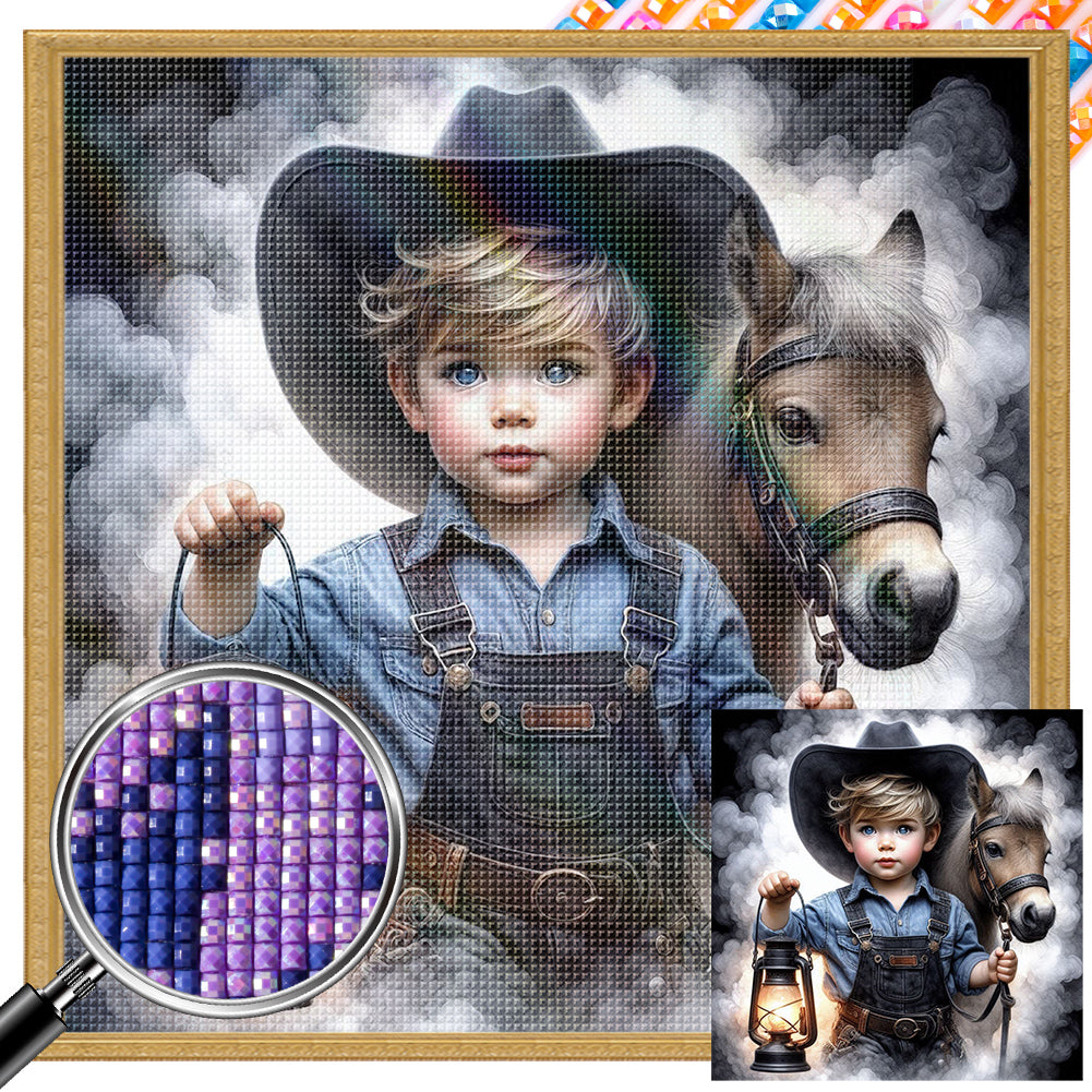 Cowboy Kid - Full AB Square Drill Diamond Painting 40*40CM