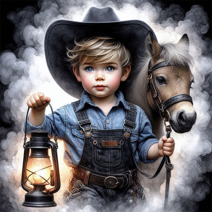 Cowboy Kid - Full AB Square Drill Diamond Painting 40*40CM