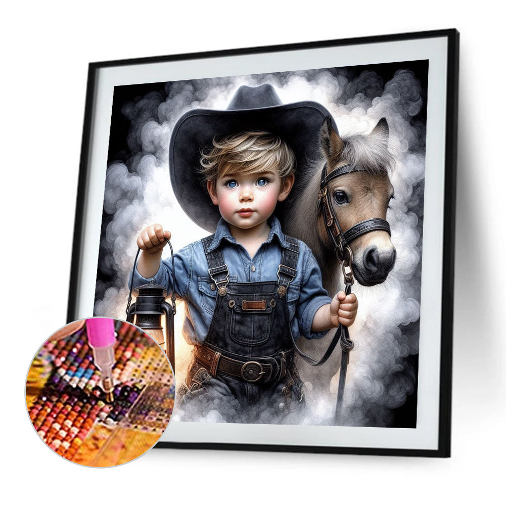 Cowboy Kid - Full AB Square Drill Diamond Painting 40*40CM