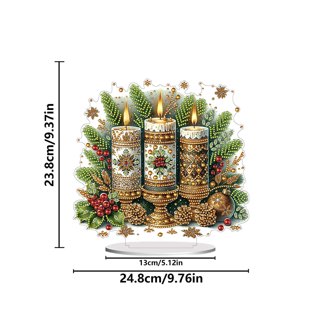 Acrylic Special Shape Christmas Candle Diamond Painting Desktop Ornaments