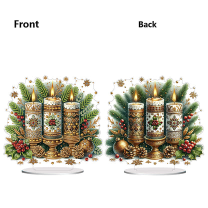 Acrylic Special Shape Christmas Candle Diamond Painting Desktop Ornaments