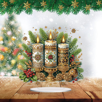 Acrylic Special Shape Christmas Candle Diamond Painting Desktop Ornaments