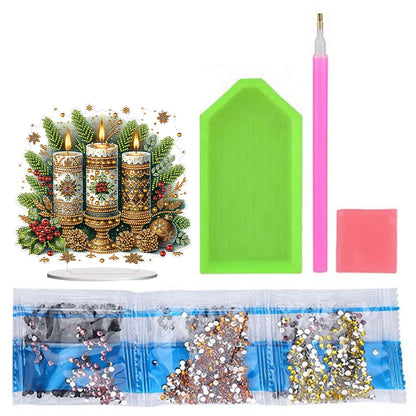 Acrylic Special Shape Christmas Candle Diamond Painting Desktop Ornaments