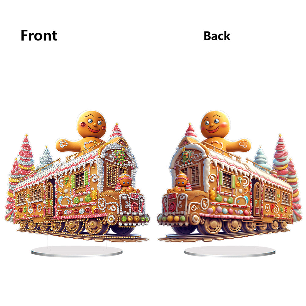 Acrylic Special Shape Christmas Train Diamond Painting Desktop Ornaments