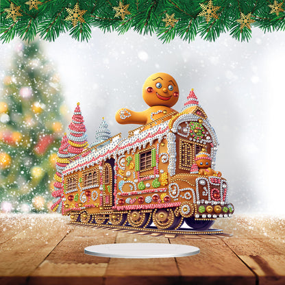 Acrylic Special Shape Christmas Train Diamond Painting Desktop Ornaments