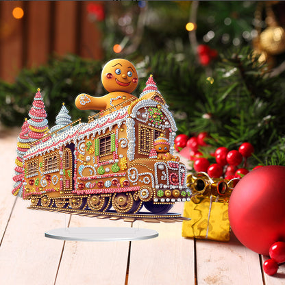 Acrylic Special Shape Christmas Train Diamond Painting Desktop Ornaments