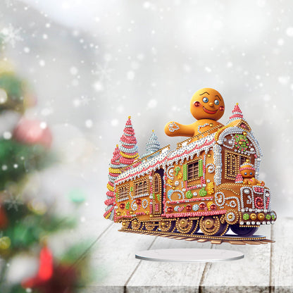 Acrylic Special Shape Christmas Train Diamond Painting Desktop Ornaments