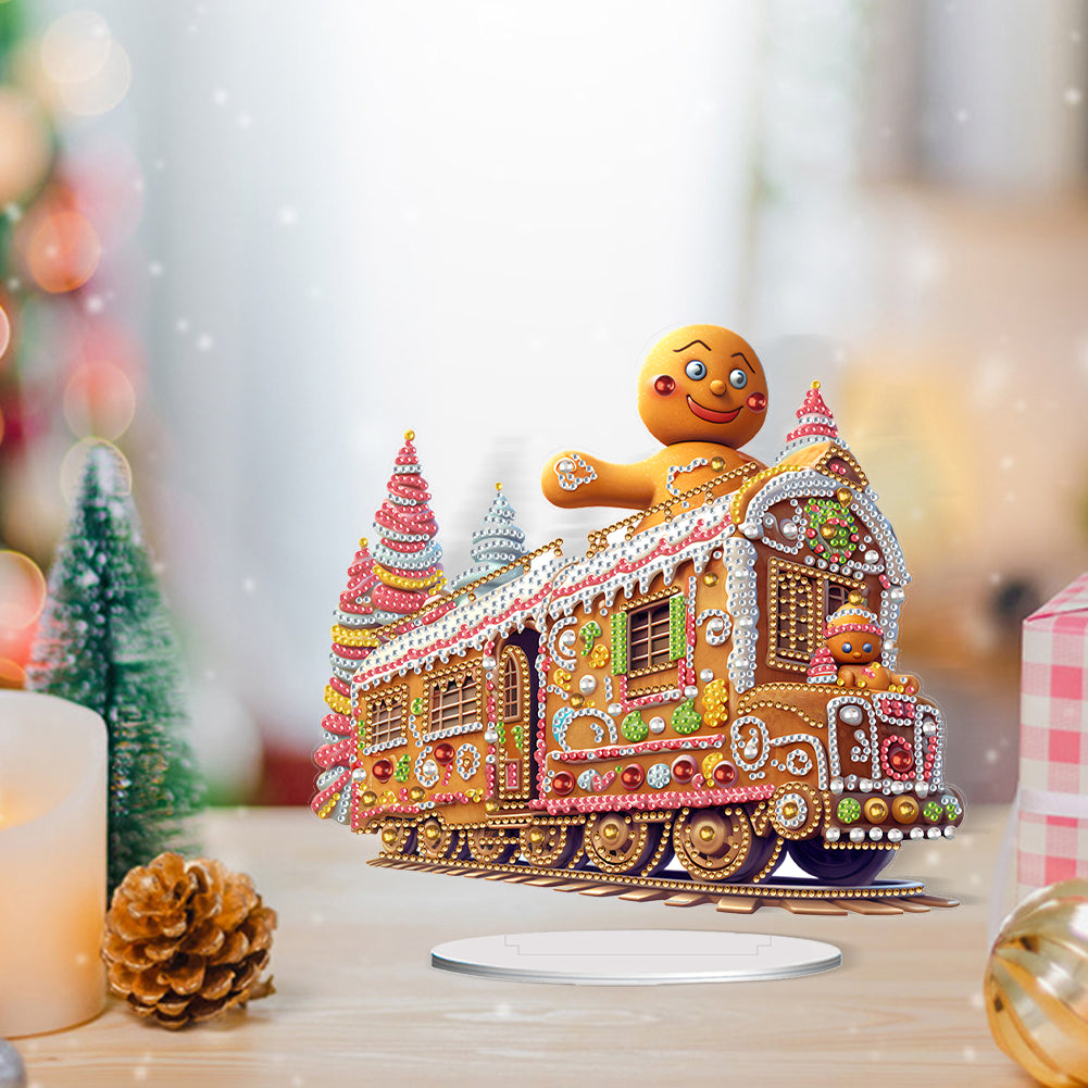 Acrylic Special Shape Christmas Train Diamond Painting Desktop Ornaments