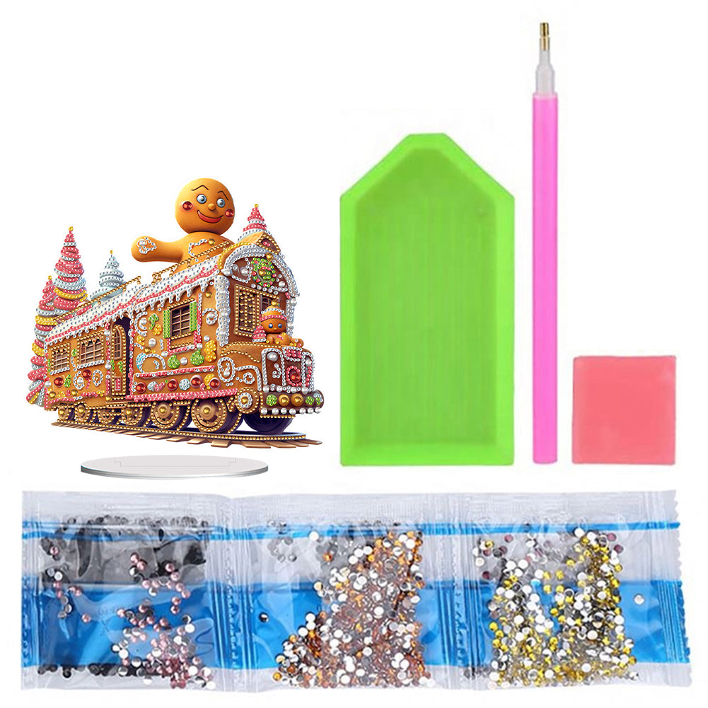 Acrylic Special Shape Christmas Train Diamond Painting Desktop Ornaments